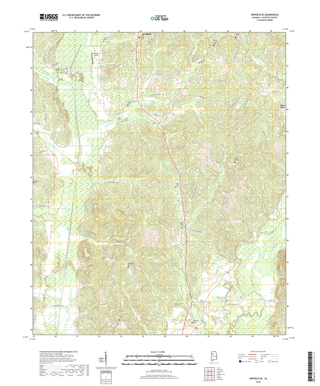 Winfield SE Alabama - 24k Topo Map