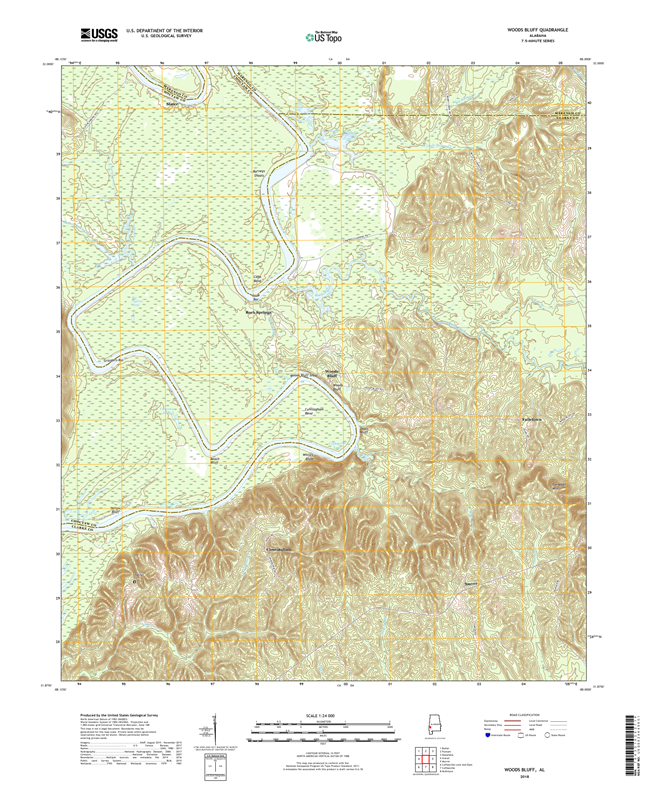 Woods Bluff Alabama - 24k Topo Map