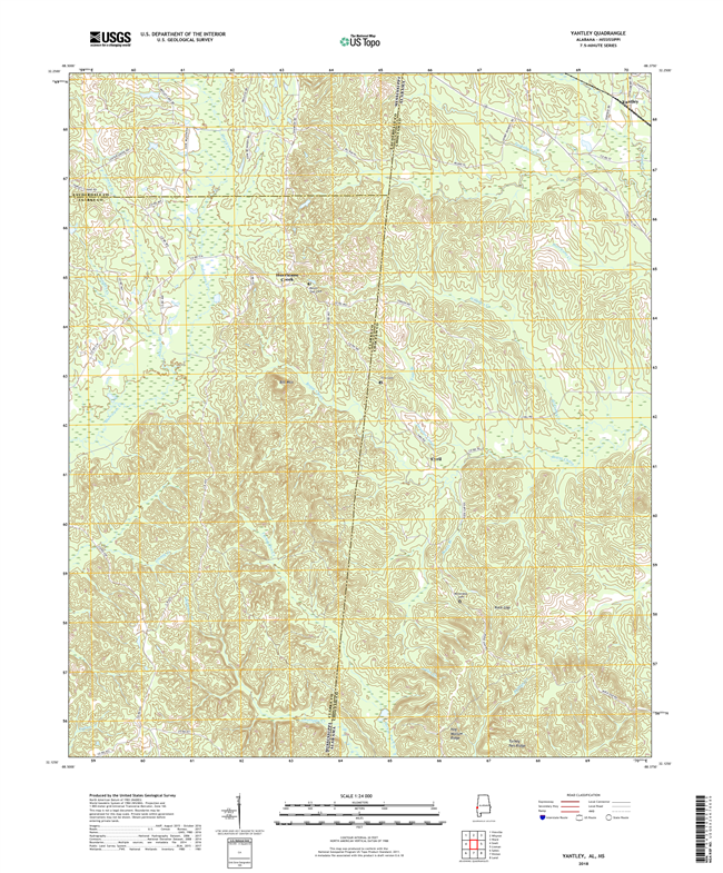 Yantley Alabama - Mississippi - 24k Topo Map