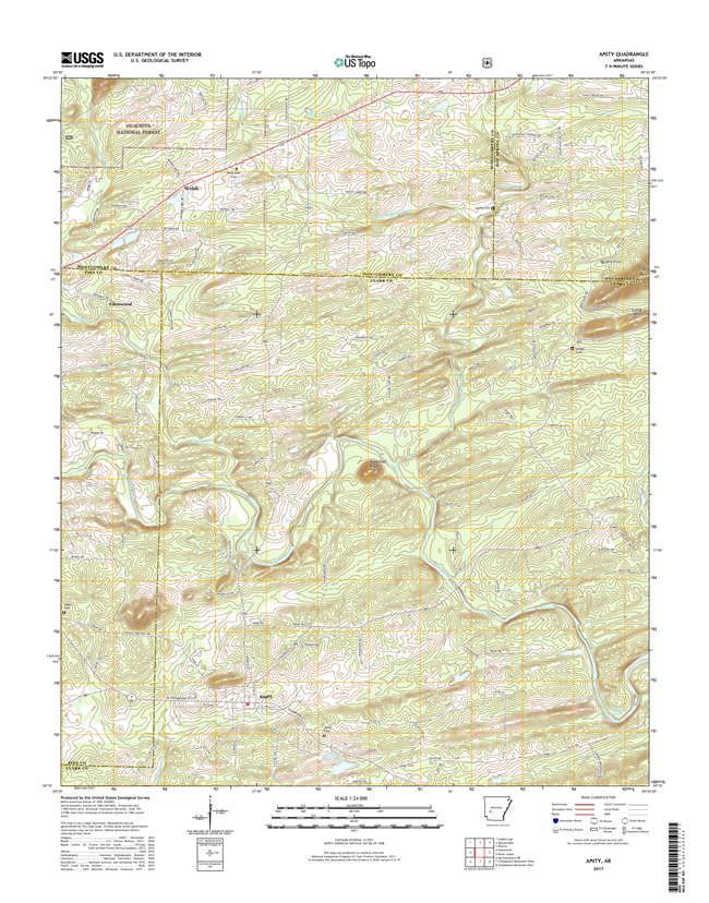 Amity Arkansas - 24k Topo Map