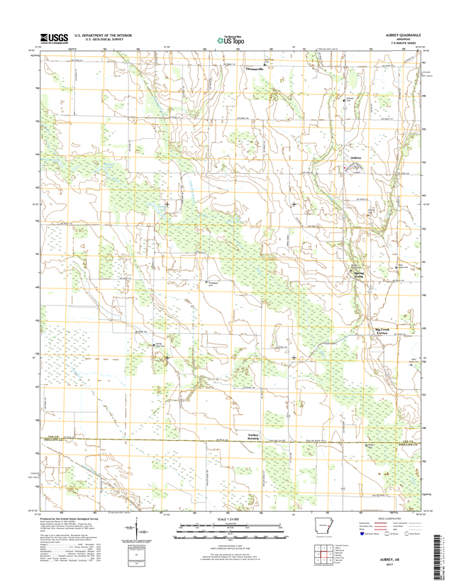 Aubrey Arkansas - 24k Topo Map