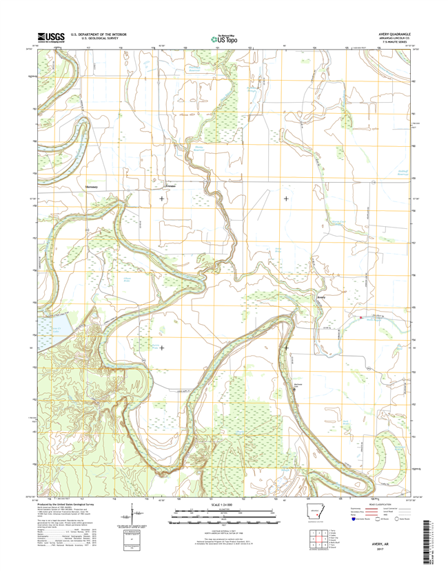 Avery Arkansas - 24k Topo Map