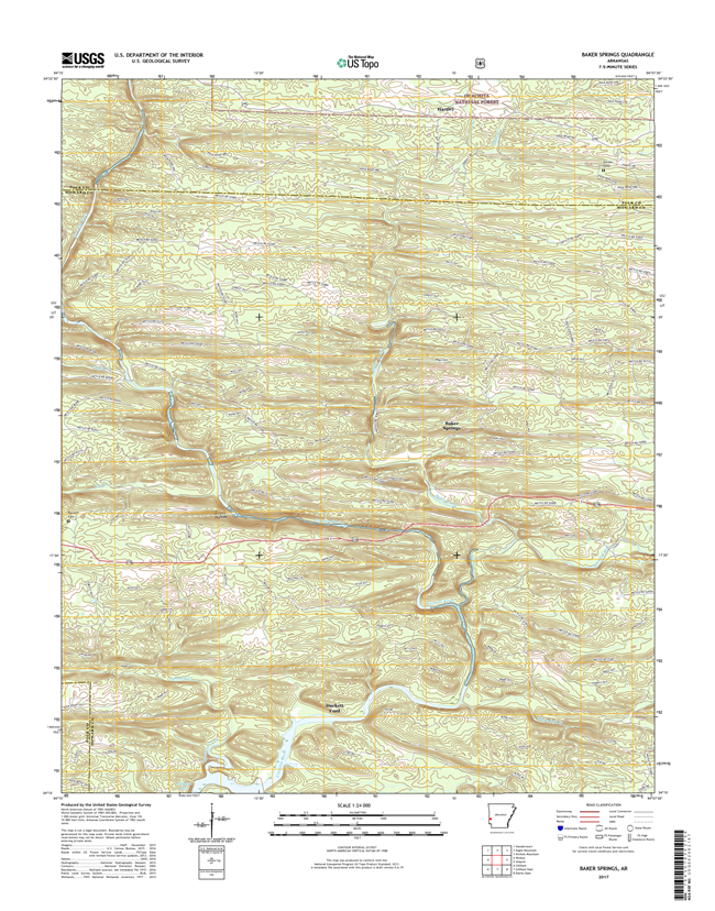 Baker Springs Arkansas - 24k Topo Map