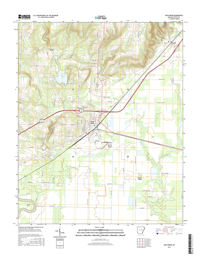Bald Knob Arkansas - 24k Topo Map