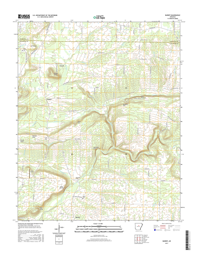 Barney Arkansas - 24k Topo Map