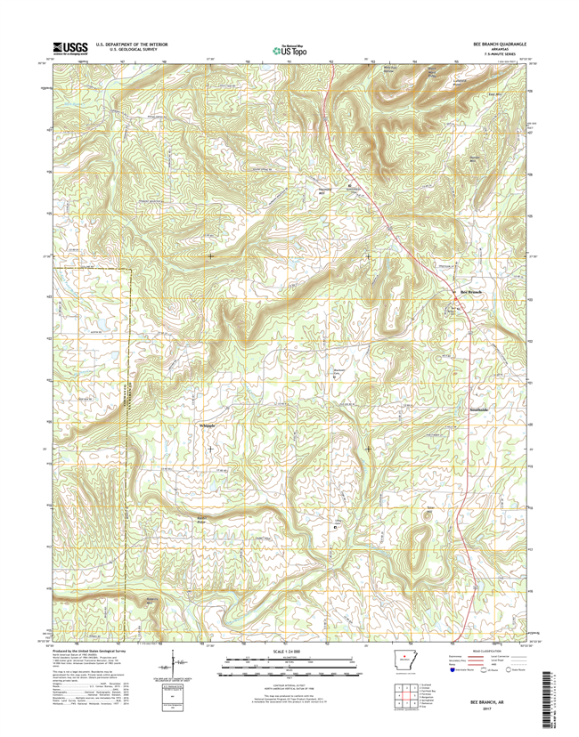 Bee Branch Arkansas - 24k Topo Map