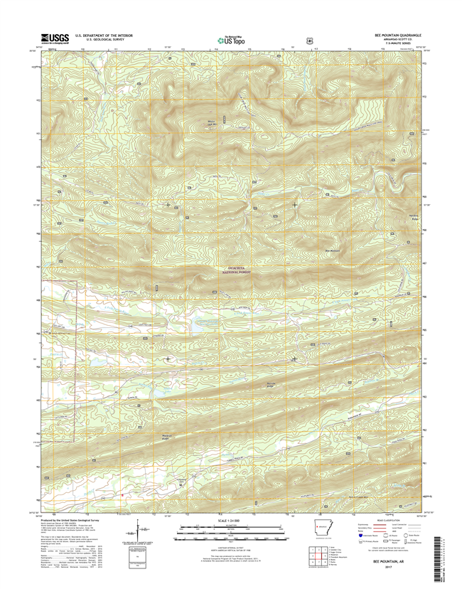 Bee Mountain Arkansas - 24k Topo Map