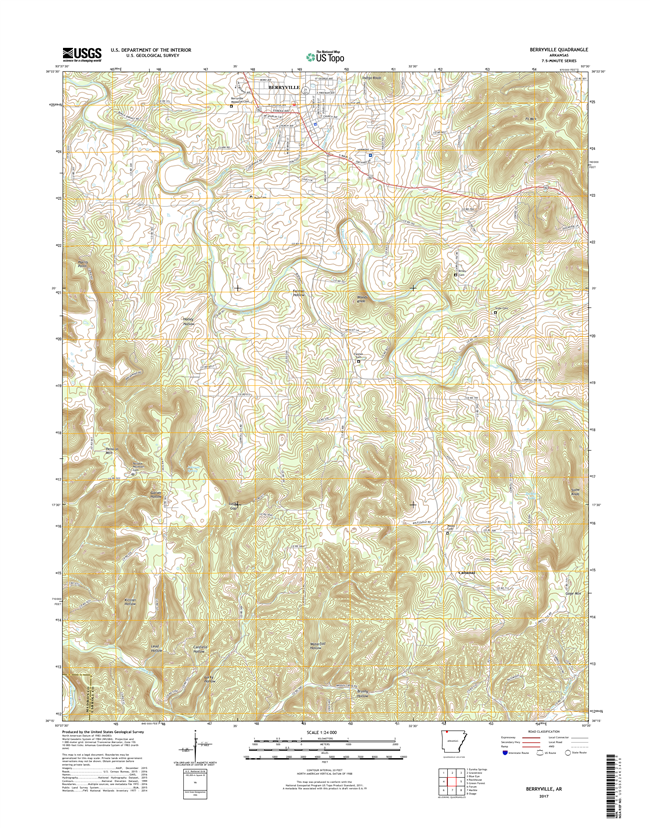 Berryville Arkansas - 24k Topo Map