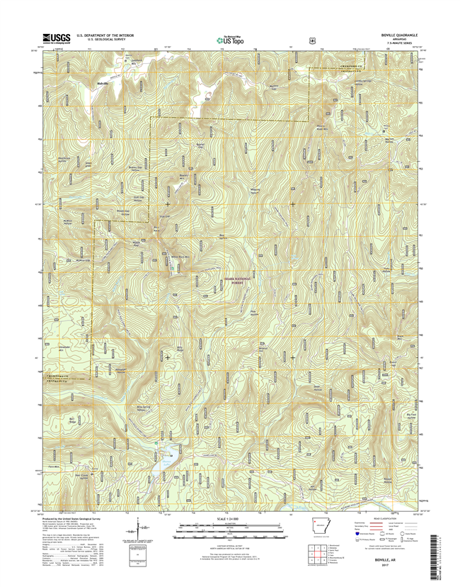 Bidville Arkansas - 24k Topo Map