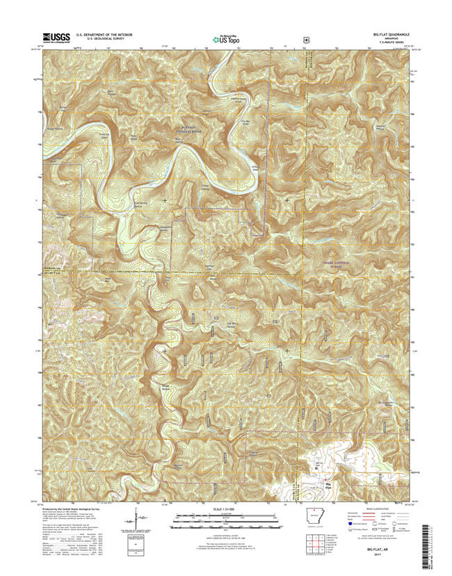 Big Flat Arkansas - 24k Topo Map