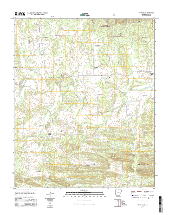 Board Camp Arkansas - 24k Topo Map