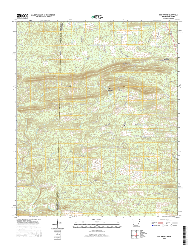 Bog Springs Arkansas - Oklahoma - 24k Topo Map