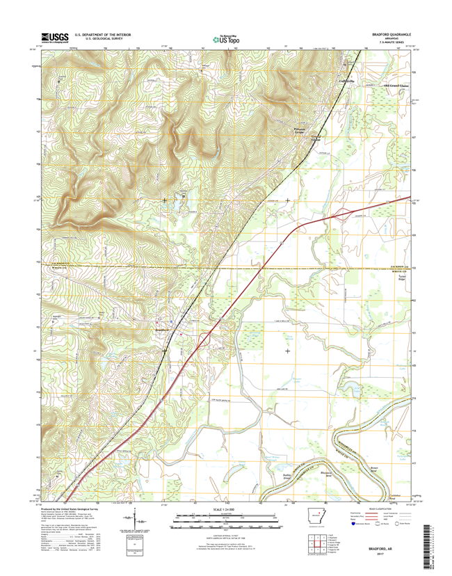 Bradford Arkansas - 24k Topo Map