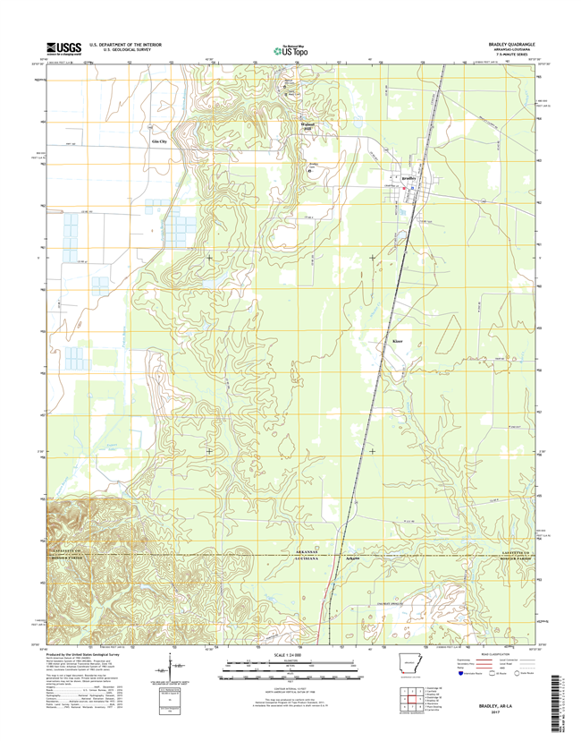 Bradley Arkansas - Louisana - 24k Topo Map