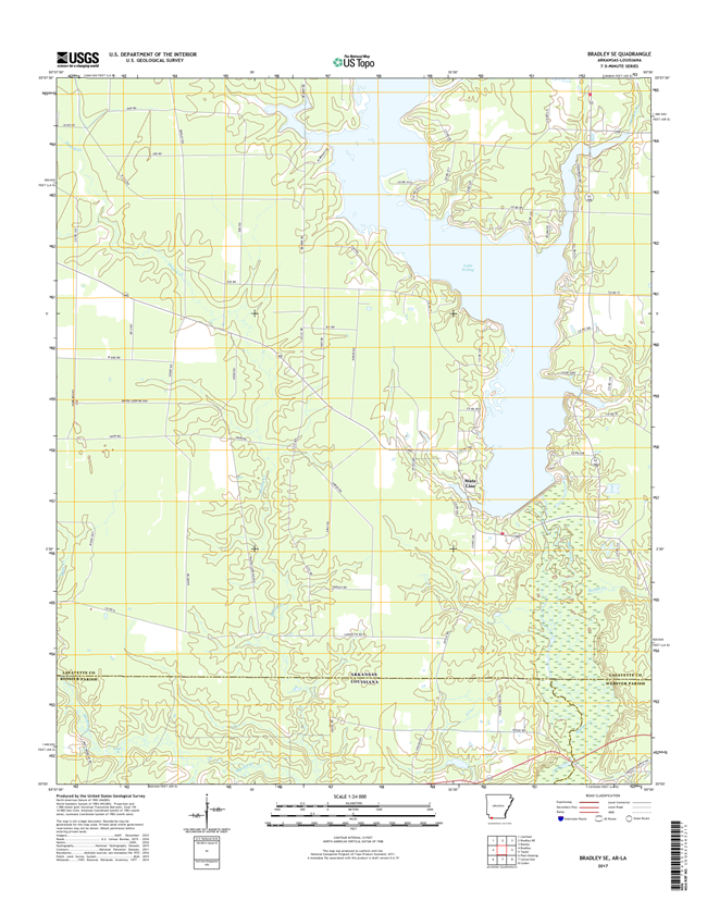 Bradley SE Arkansas - Louisana - 24k Topo Map