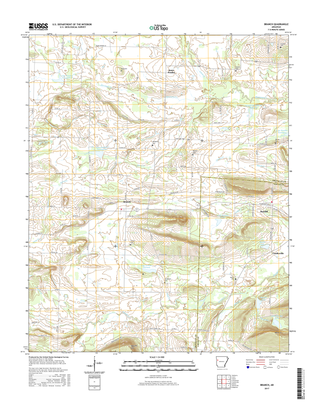 Branch Arkansas - 24k Topo Map