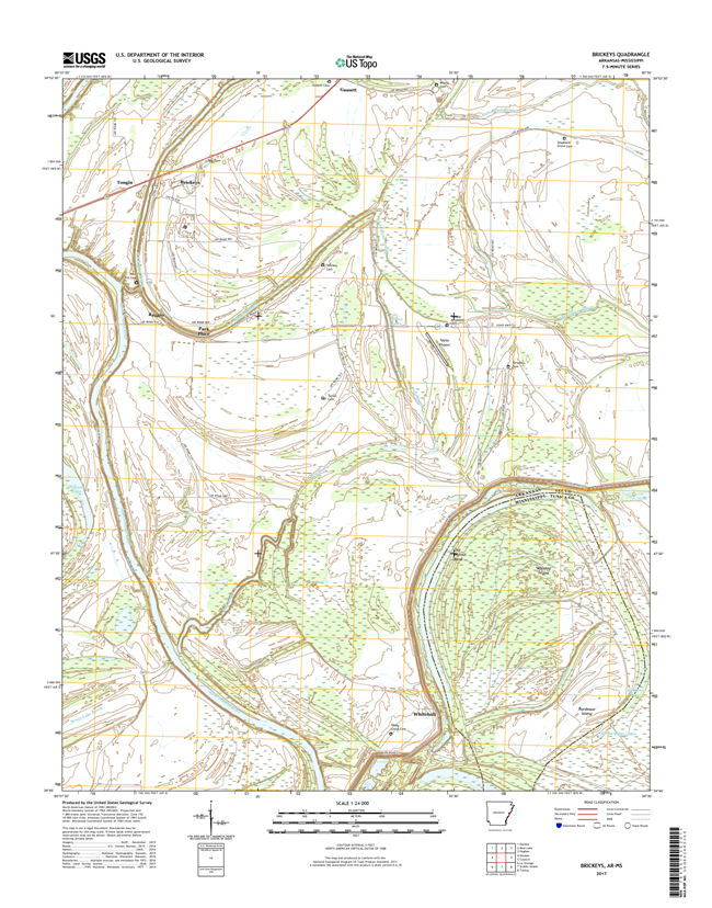 Brickeys Arkansas - Mississippi - 24k Topo Map