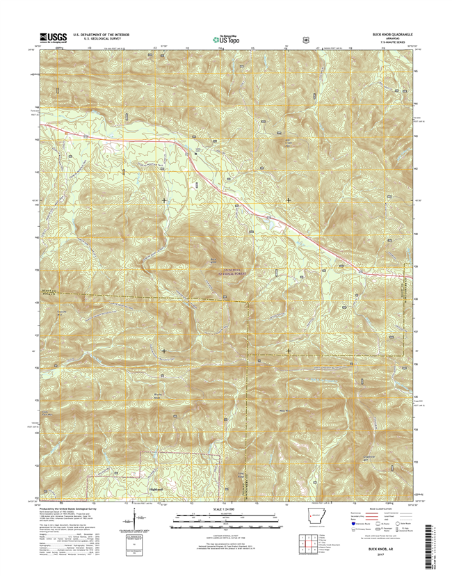 Buck Knob Arkansas - 24k Topo Map