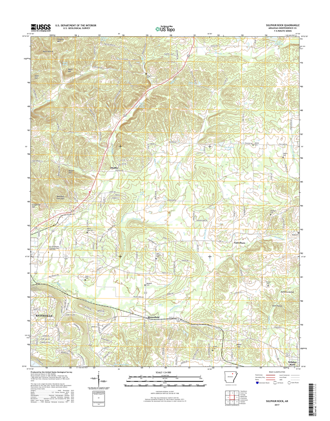 Sulphur Rock Arkansas - 24k Topo Map