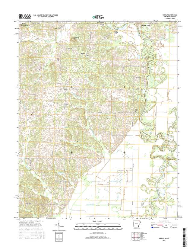 Supply Arkansas - Missouri - 24k Topo Map