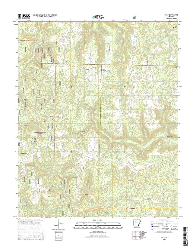 Tilly Arkansas - 24k Topo Map