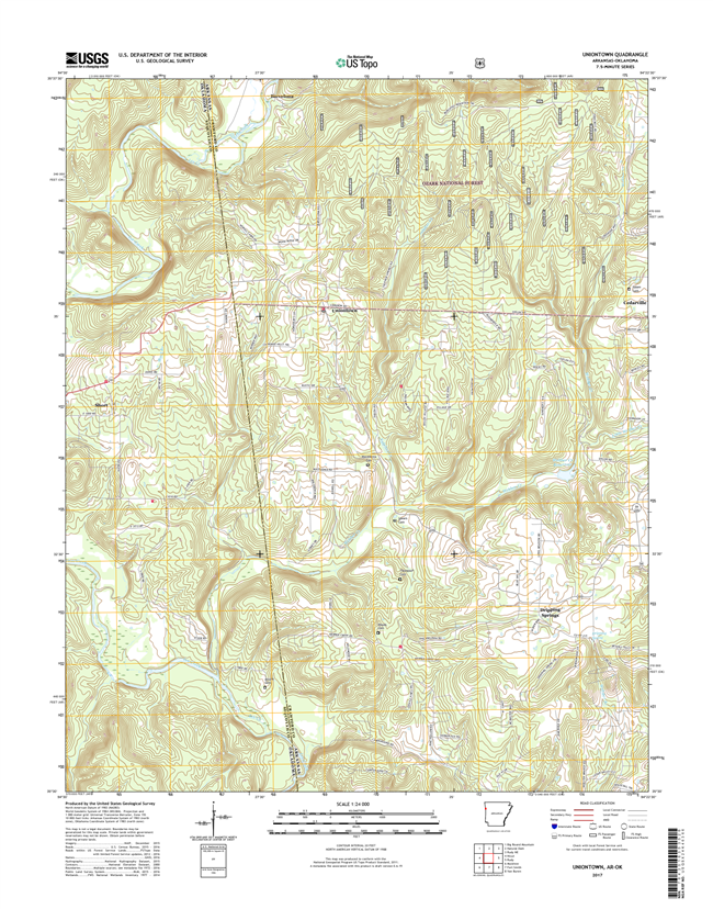 Uniontown Arkansas - Oklahoma - 24k Topo Map