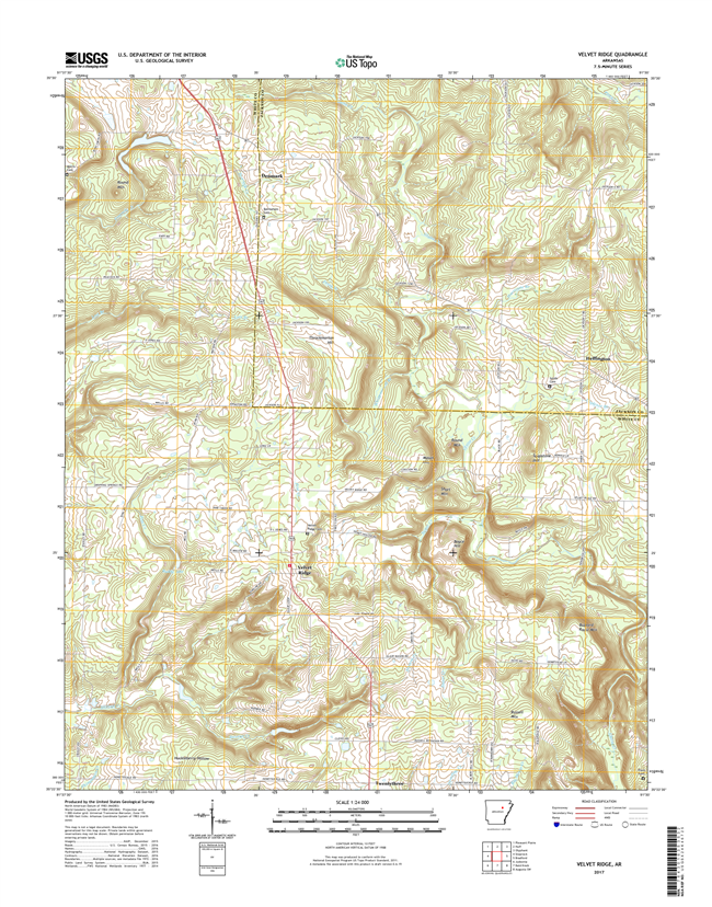 Velvet Ridge Arkansas - 24k Topo Map