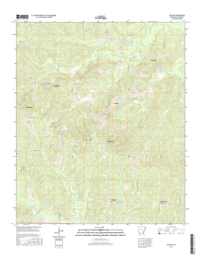 Village Arkansas - 24k Topo Map