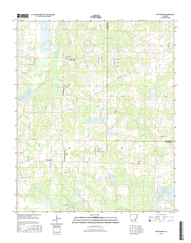 Wattensaw Arkansas - 24k Topo Map