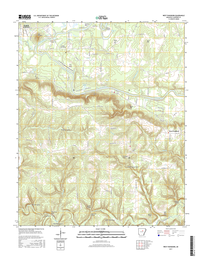 West Pangburn Arkansas - 24k Topo Map