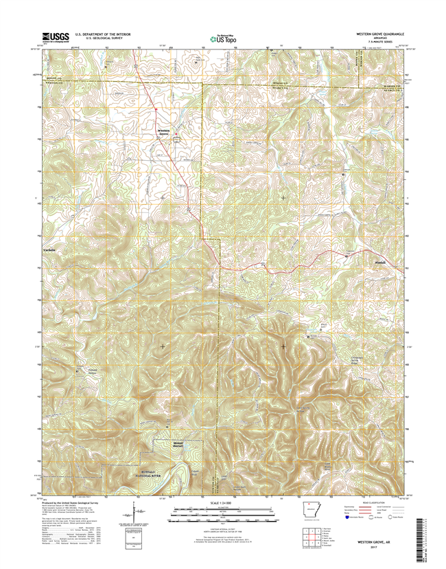 Western Grove Arkansas - 24k Topo Map