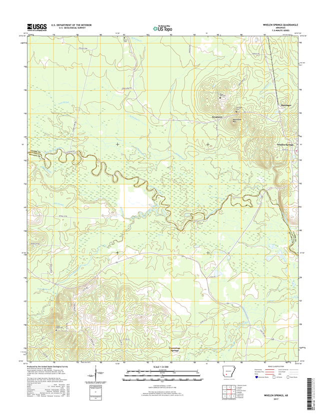 Whelen Springs Arkansas - 24k Topo Map