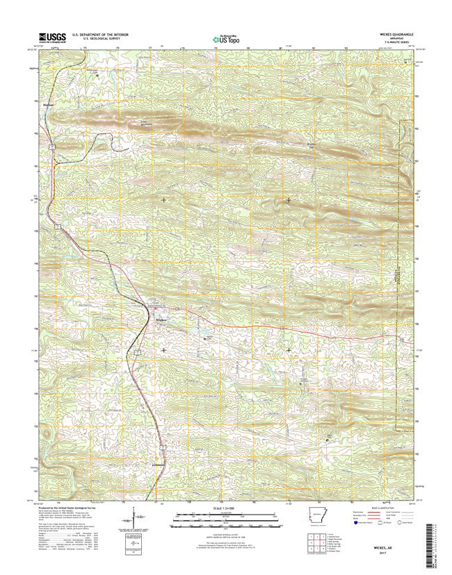 Wickes Arkansas - 24k Topo Map