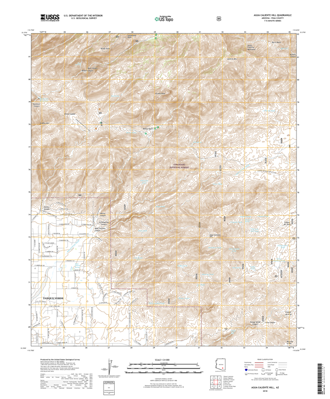 Agua Caliente Hill Arizona - 24k Topo Map