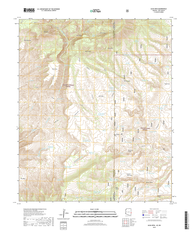 Alma Mesa Arizona - New Mexico - 24k Topo Map