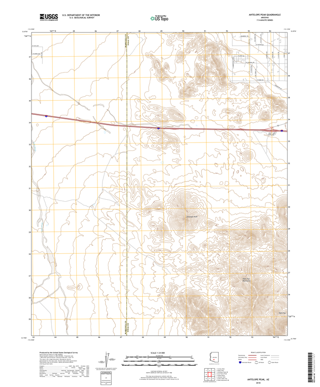 Antelope Peak Arizona - 24k Topo Map