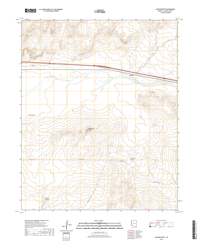 Apache Butte Arizona - 24k Topo Map