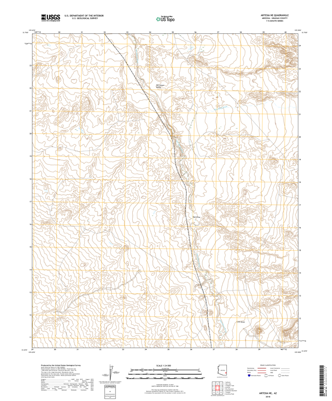Artesia NE Arizona - 24k Topo Map