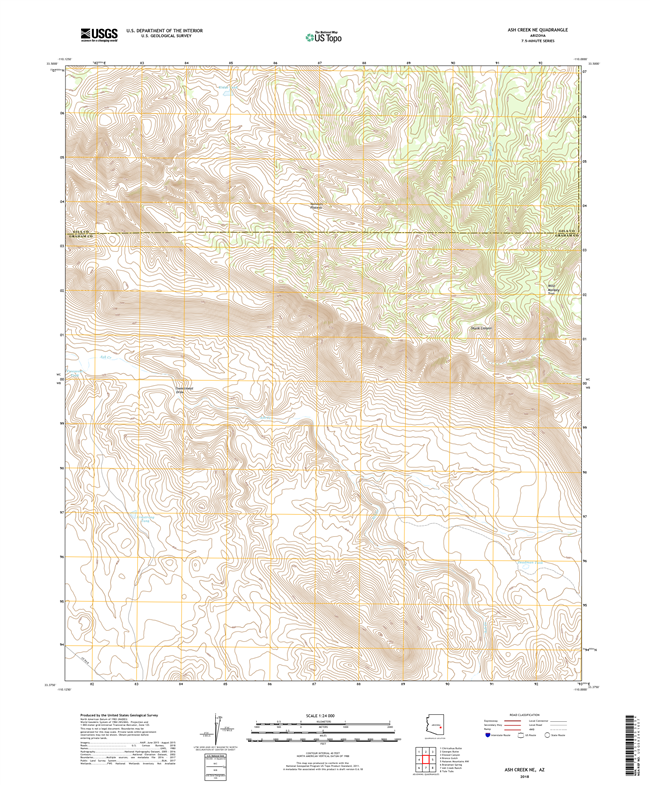 Ash Creek NE Arizona - 24k Topo Map