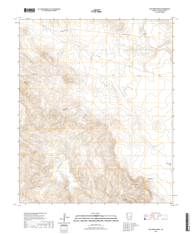 Ash Creek Ranch Arizona - 24k Topo Map