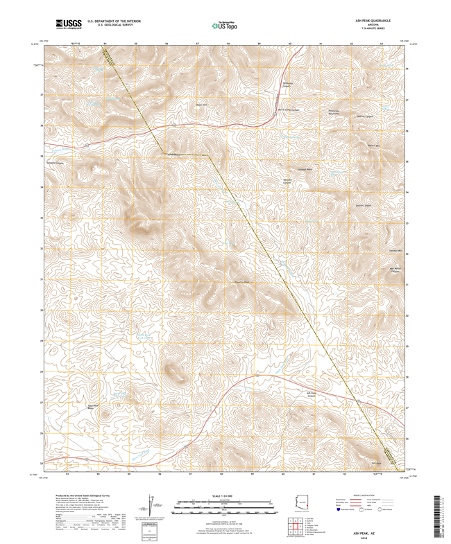 Ash Peak Arizona - 24k Topo Map