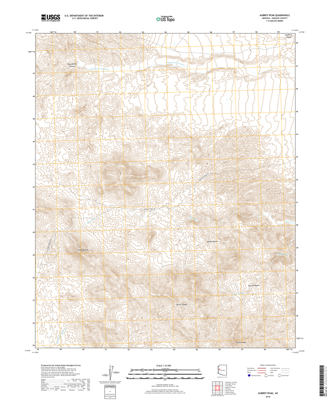 Aubrey Peak Arizona - 24k Topo Map