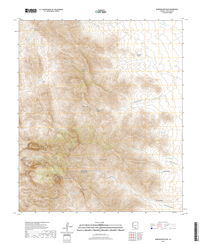 Baboquivari Peak Arizona - 24k Topo Map