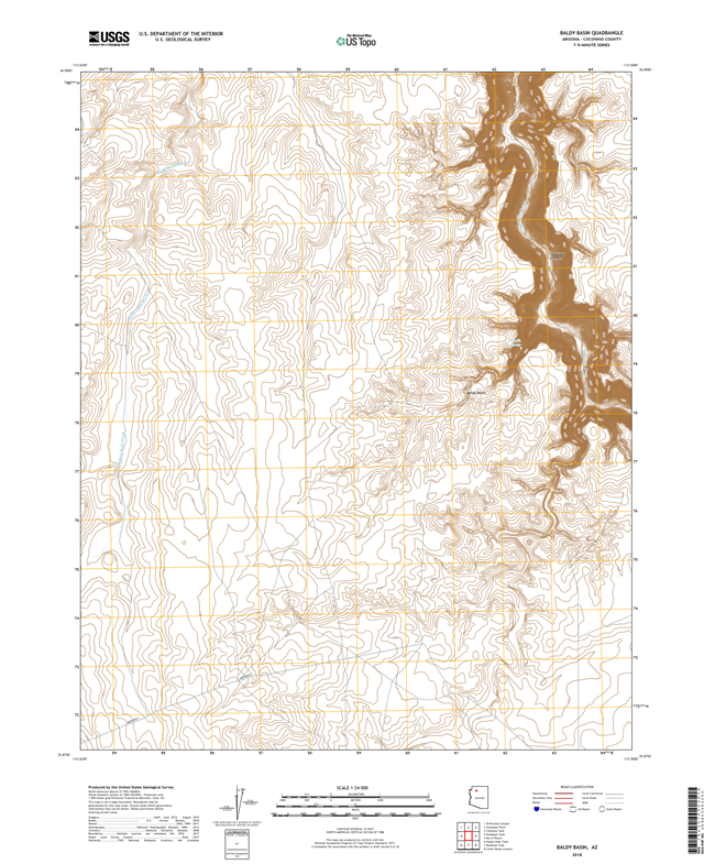 Baldy Basin Arizona - 24k Topo Map