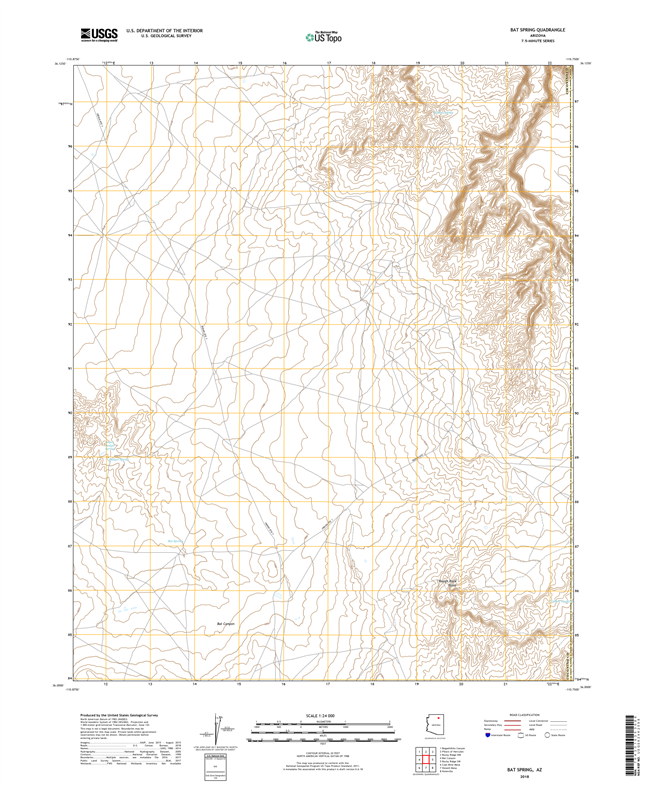 Bat Spring Arizona - 24k Topo Map