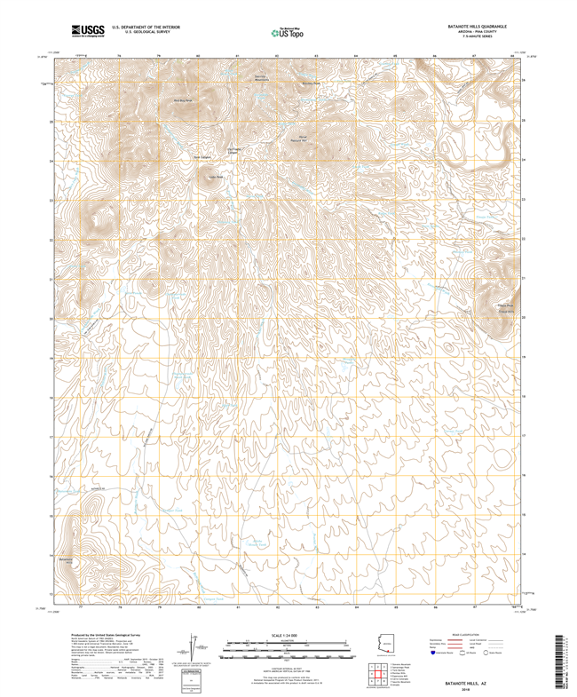 Batamote Hills Arizona - 24k Topo Map