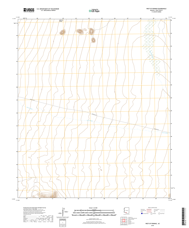 West of Pisinimo Arizona - 24k Topo Map