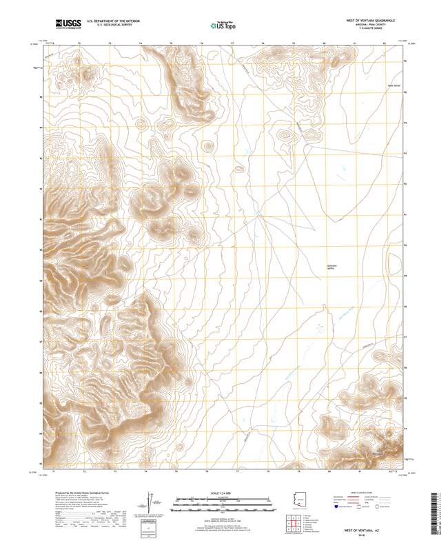 West of Ventana Arizona - 24k Topo Map