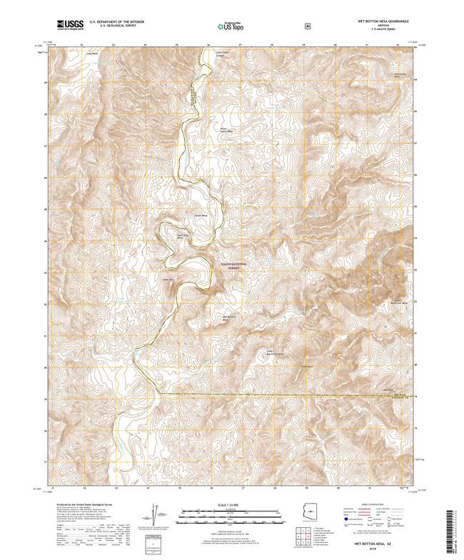 Wet Bottom Mesa Arizona - 24k Topo Map