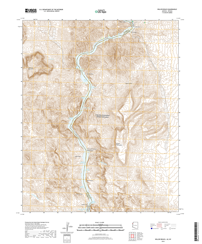 Willow Beach Arizona - Nevada - 24k Topo Map